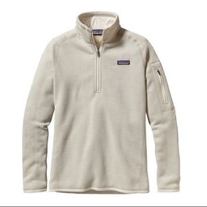 A cream colored Patagonia pullover jacket